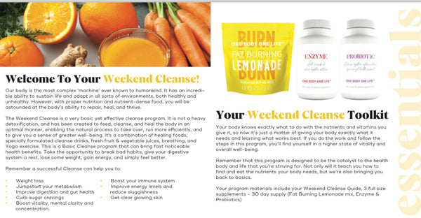 WEEKEND CLEANSE TOOLKIT : Fat Burning Lemonade, Probiotic and Digestive  Enzyme Bundle plus e-book